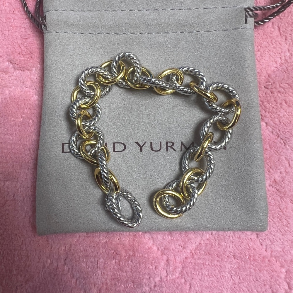 David Yurman Gold and Silver Cable Link Bracelet